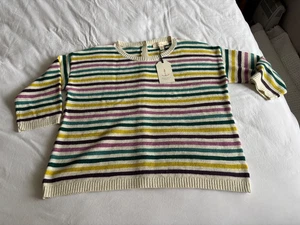Seasalt Knavock Striped Jumper size 12 multi colour stripe 3/4 sleeves - Picture 1 of 5