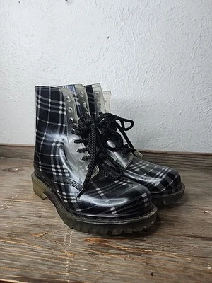 Dirty Laundry Combat Rain Boots Plaid Women’s 7 Punk Rockabilly 90’s - Image 1 of 4