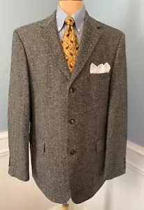 Hugo Boss Tweed Blazer Mens 46R Wool Herringbone Rossellini USA Jacket Sportcoat - Picture 1 of 11