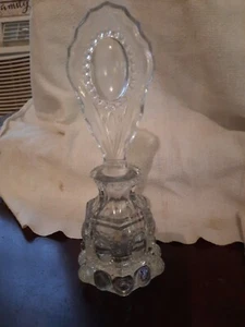Botella de perfume de vidrio medallón con cuentas vintage LE Smith - Imagen 1 de 5