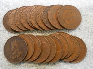 #PP.  TWENTY(20)   AUSTRALIAN BRONZE PENNY COINS - SEE DESCRIPTION - Picture 1 of 1