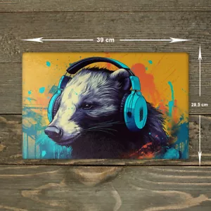 Honey Badger Glass Chopping Board - Cutting Board Kitchen Worktop Saver - Picture 1 of 5