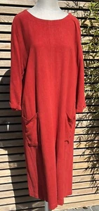 Seasalt Peak Harvest Rusty Red Clay Linen Blend Dress Labelled UK 22 - Picture 1 of 11