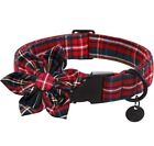 Christmas Dog Collar with Bow Adjustable Cotton Red Plaid Bowtie Dog Christma...