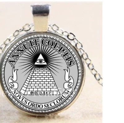  Colgante plata 20" collar dinero dólar ojo pirámide illuminati negro blanco  Foto 1 de 4