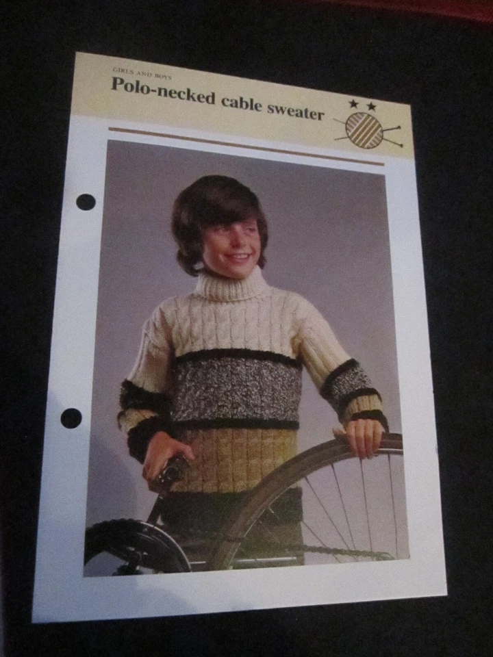 KNITTING PATTERN GIRLS AND BOYS POLO-NECKED CABLE SWEATER  **MUST SEE ** - Image 1 of 1
