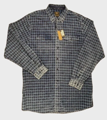 FX Fusion Designer Mens XLT Blue Plaid Casual Button Up Shirt NWT Cabin Wear - Image 1 of 4