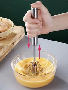 1 Stck. Halbautomatischer rotierender Eischläger, Edelstahl-Eierschneebeschneider - Bild 1 von 5