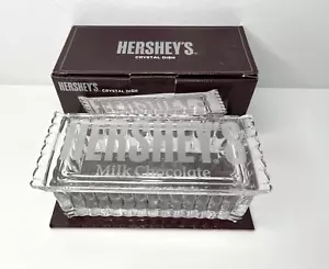 Hersheys Barra de Chocolate con Leche Vidrio Grabado Caja de Caramelos Contenedor Plato con Tapa - Imagen 1 de 9