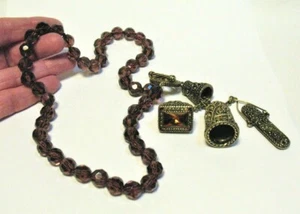 HEIDI DAUS AMBER TONED BEAD ORANGE CRYSTAL STATEMENT CHARM NECKLACE 18" - Picture 1 of 3