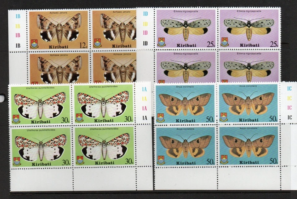 Kiribati.   1980    SG117 - SG120   Moths.   NICE BLOCKS WITH MARGINS. MNH - Image 1 of 1