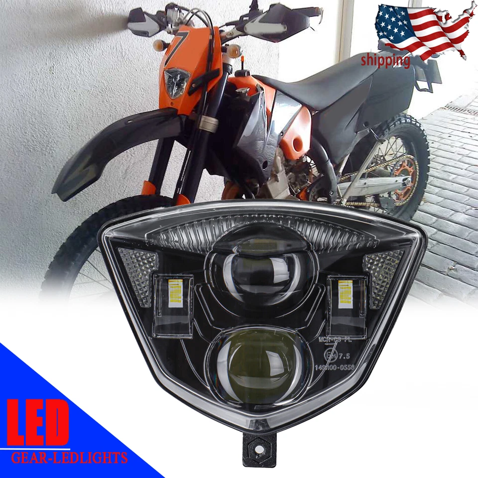 For KTM 2005-2007 125 200 250 300 400 450 525 EXC EXCF LED Head lights with DRLs - Image 1 of 4