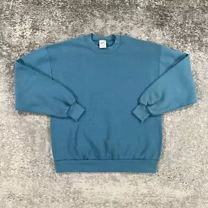 Vintage Jerzees Sweatshirt Adult Large L Green Crew Neck Fleece 90s Made In USA - Picture 1 of 15