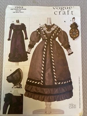 Vogue craft pattern #7553 historical doll clothes 1820s 1830s Barbie 11.5" - Image 1 of 2