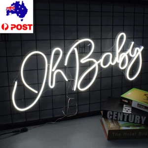 29" Oh Baby LED Neon Night Lights Sign Party Beer Bar Pub Hotel Room Wall Decor - Picture 1 of 9