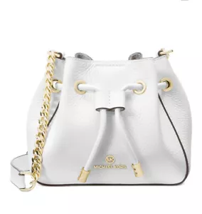 Nuova borsa a tracolla Michael Kors Phoebe con secchio in pelle con cordino bianco ottico - Foto 1 di 1