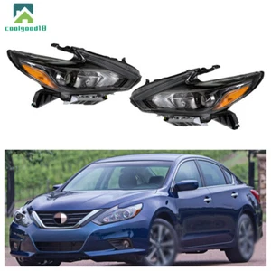 Black For Nissan Altima 2016 2017 18 W/o LED DRL Headlights Assy Halogen Pair - Bild 1 von 13
