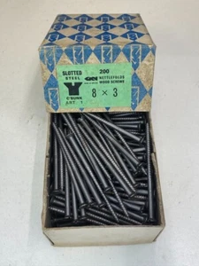 Box Steel Countersunk Screws 3" x 8 NETTLEFOLDS GKN SLOTTED Full Box of 200 - Picture 1 of 24