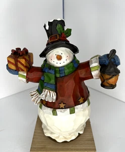 Snowman Ceramic Resin Figurine Holiday Christmas Presents Boyds Collection 9" - Picture 1 of 4