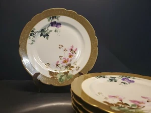 (5) M Redon MR Limoges Hand Painted Plates - Floral w/Gilding - 9.25" - Picture 1 of 12