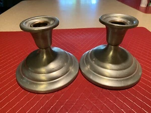 Used Colonial Pewter By Boardman Short Candle Stick Holders - Picture 1 of 7