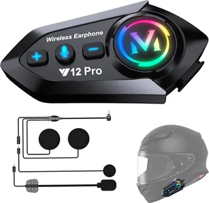 Interfono Moto Casco Auricolare Bluetooth 5.4 Casco Moto Coppia Con Doppio Chip - Foto 1 di 12