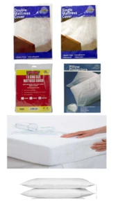 WATERPROOF PVC VINYL MATTRESS COVER SINGLE DOUBLE KING, PILLOW COVERS NON PVC - Picture 1 of 8