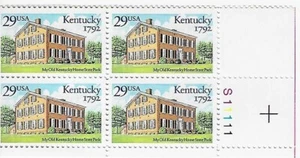US Kentucky Statehood 200th Anniversary 29c Stamp Plate Block of 4 Scott #2636 - Picture 1 of 1