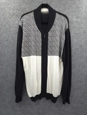 Sean John Cardigan Mens 2XL Full Zip Long Sleeve Crew Neck Black Colorblock - Image 1 of 4