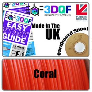 Filament d'impression 3D corail fabriqué au Royaume-Uni 3DQF 1,75 mm PLA 1 KG - Photo 1/6