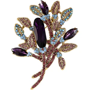 Multicolor Flower Brooch Pin Vintage Crystal Rhinestone Brooches Jewelry Gifts - Picture 1 of 6