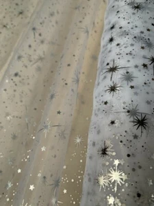 58/60 Organza Foil Star Fabric - Sold By The Yard - Picture 1 of 9
