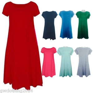 Women Ladies** CAP**Sleeve Swing Skater Dress  Dance Party Top Dresses t-Shirt - Picture 1 of 27