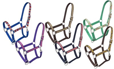 Nylon Horse Halter - Cactus, Serape, Sunflowers, Tooled Brown,Navy or Purple - Image 1 of 4