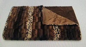 Thro Marlo Lorenz Throw 60" x 50" Animal Print Faux Fur Reversible Brown Blanket - Picture 1 of 9