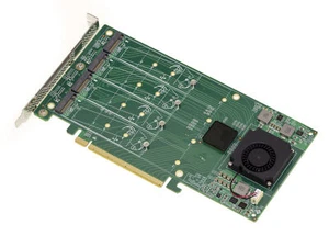 PCIe 3.0 16X Controller Card For 4 M.2 NVMe M Key (M2 NGFF). PLX PEX 8747 - Picture 1 of 3