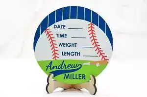 Baseball Slugger baby announcement sign | Personalized birth stat sign - Picture 1 of 4