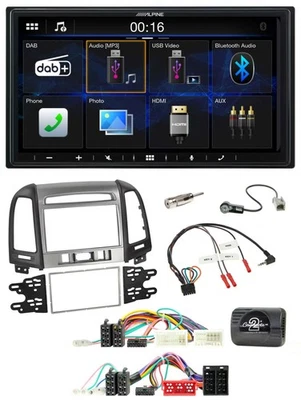 Alpine Bluetooth 2DIN Lenkrad DAB USB Autoradio für Hyundai Santa Fe 10-12 3 Sch - Bild 1 von 4