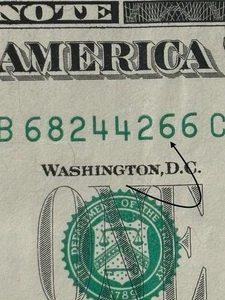 2021 New York $1 Bill All Even Numbers Stuck Digit High 66 Gas Pump Error Note - Picture 1 of 4