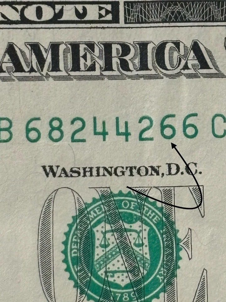 2021 New York $1 Bill All Even Numbers Stuck Digit High 66 Gas Pump Error Note - Image 1 of 4