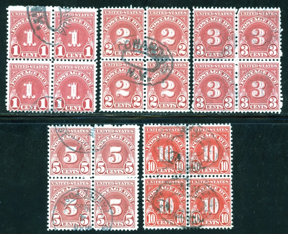 Stamps United States, Scott # J80-J84 used blocks of four - Image 1 of 1