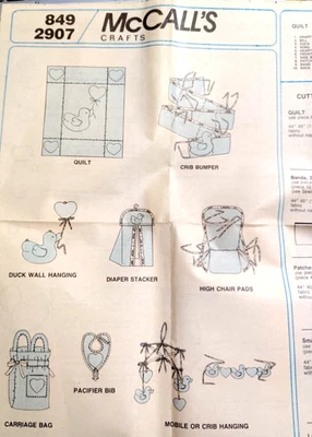 Baby Nursery Quilt McCall's 849 2907 Craft Pattern NO ENVELOPE Diaper Stacker UC - Image 1 of 4