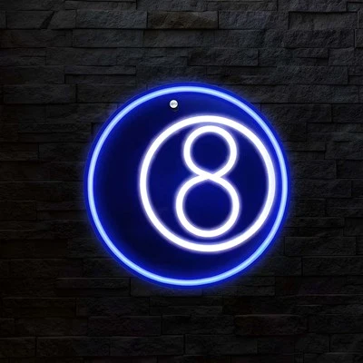 NEON LED Licht, dekorative Wand-Leuchte, Billardkugel Nr. 8, ca. 30 x 30 x 2 cm - Bild 1 von 4
