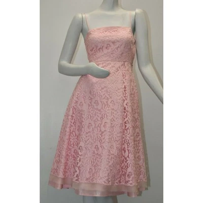 $258 NUEVO CON ETIQUETAS TESSUTO NEIMAN MARCUS Vestido de Encaje Correa de Espagueti Rosa BODA DE GRADUACIÓN TALLA 4 Foto 1 de 4