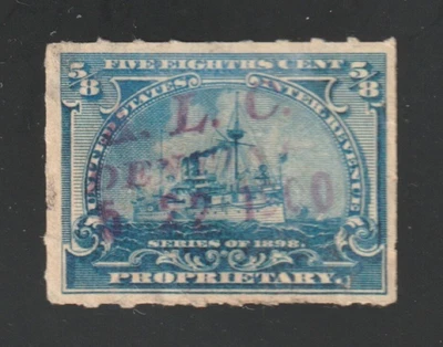 Scott # RB23p, Used, ⅝¢ Proprietary Battleship, Albert L. Calder, Providence, RI - Image 1 of 2