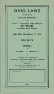 c1960 Ohio Federated Humane Societies Laws Reference Booklet Dogs Horses Justice - Picture 1 of 2