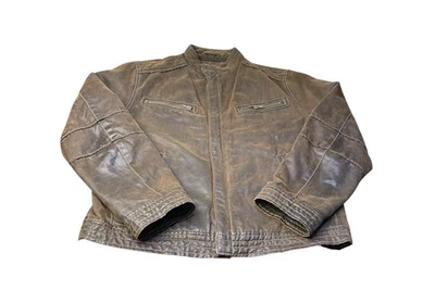BKE Faux Leather Men’s Medium Distressed Motorcycle Biker Full Zip Jacket - Image 1 of 4