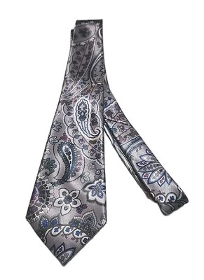 Corbata para hombre Ketch plateada cachemira y floral rosa azul verde Foto 1 de 4