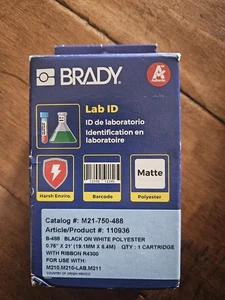 Brady Lab Id M21-750-488 Black-on-White Polyester Label Printer Cartridge - Picture 1 of 3