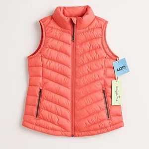 Tangerine Coral gesteppte gefütterte Weste Damen Large neu mit Etikett leichte Herbstschicht - Bild 1 von 9